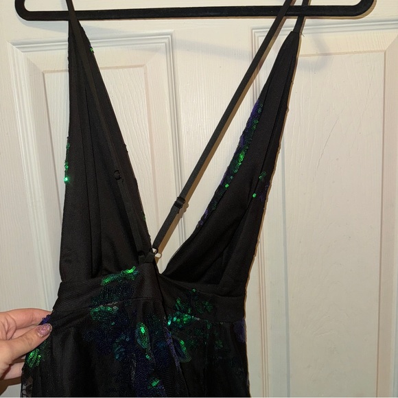 SHEIN LOVE&LEMONADE Sequin Plunge Neck Crisscross Backless Mesh Cami Dress - Picture 7 of 10